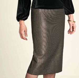 New Pure Collection Midi Gold Sparkle Professional Pencil Skirt US Size 4 NWT
